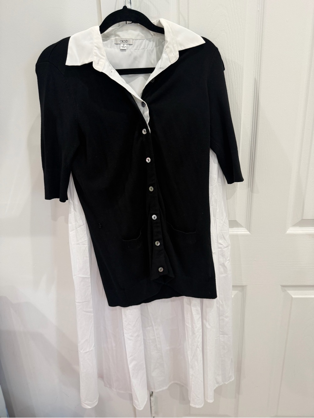 Commense Black Cardigan with White Collar Contrast 2 pieces